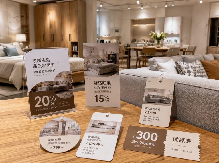 河北邢台经济开发区家具门店单页海报与吊牌